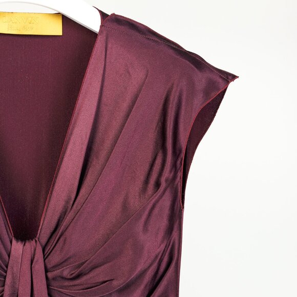 Lanvin Winter 2007 Purple Wine Silk Midi Drape Front Dress - Picture 4 of 8